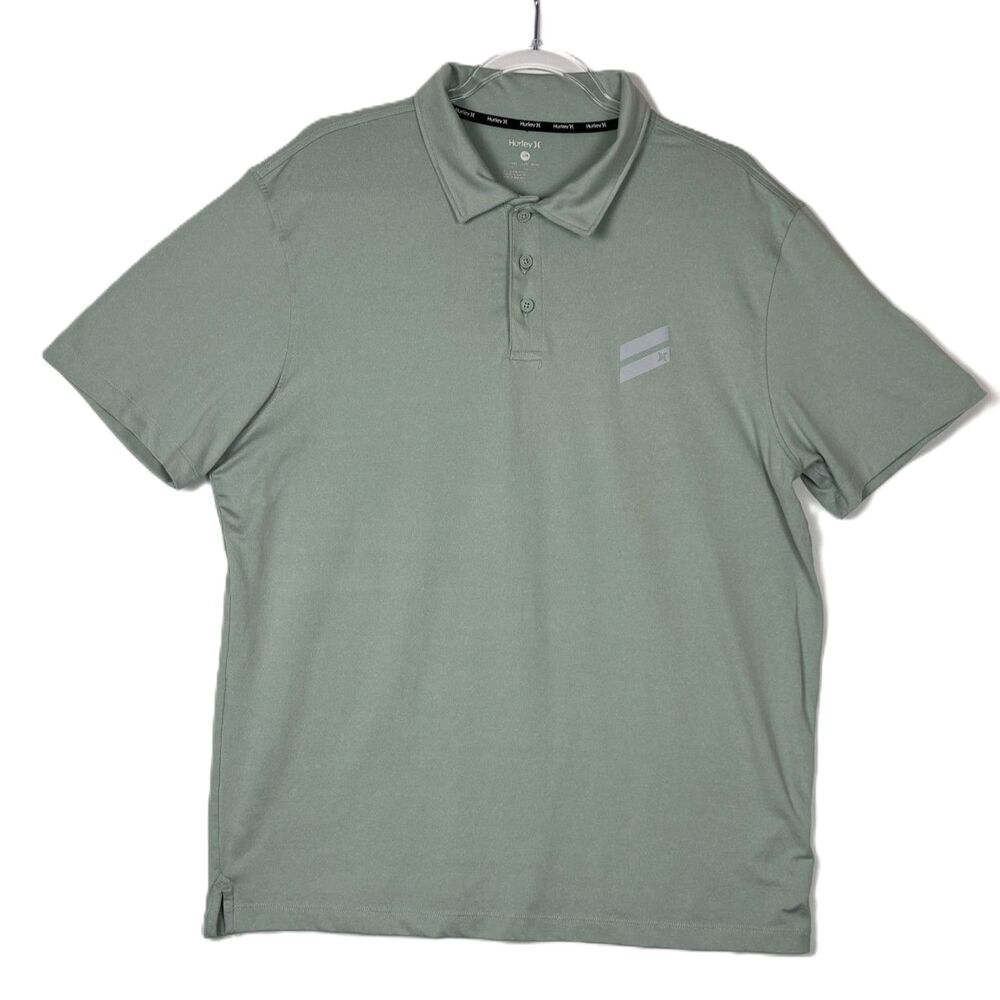Hurley Performance Polo Shirt Sage Green Golf Short Sleeve Icon Casual Sz Large